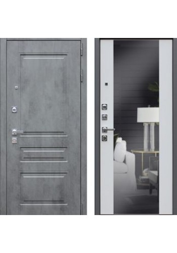 Дверь АСД Лира Муар серый-Белый матовый с зеркалом