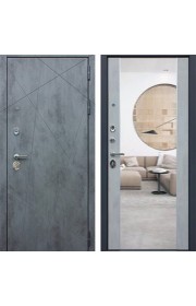 Дверь АСД Дуэт Б Муар серый-Бетон светлый с зеркалом