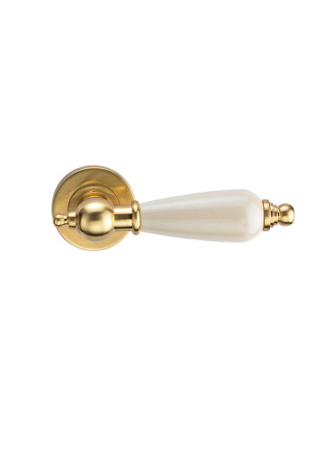 Ручка REDONDO S. GOLD (на круглой розетке, керамика слоновая кость, матовое золото)