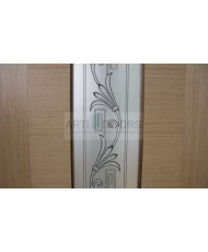 Фото установленной Дверь Крона Иллюзия Беленый дуб стекло матовое с рисунком