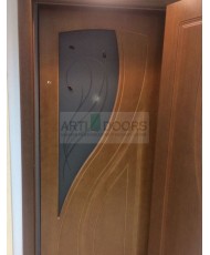 Фото установленной Дверь Матадор Гефест Серый дуб Вертикальный рисунок