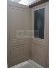 Фото установленной Двери Профиль Дорс 6U Капучино Сатинат Стекло Узор графит 2