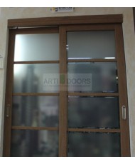 Фото установленной Двери Статус 122С Дуб винтаж стекло Сатинато бронза