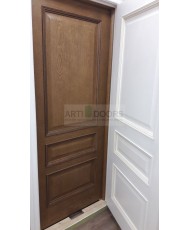 Фото установленной Двери Вист Премьера Белая патина Стекло ромб