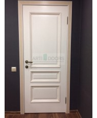 Фото установленной Двери Вист Премьера Белая патина Стекло ромб