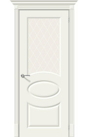 Межкомнатная дверь Скинни-21, со стеклом, цвет Whitey