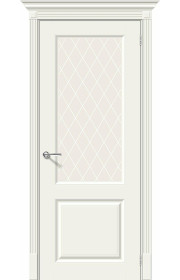 Межкомнатная дверь Скинни-13, со стеклом, цвет Whitey