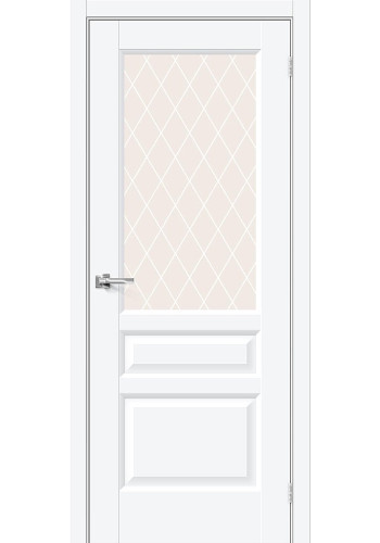 Межкомнатная дверь Неоклассик-35, со стеклом, цвет White Silk