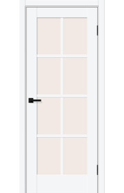 Межкомнатная дверь Прима-11.1, со стеклом, цвет White Silk