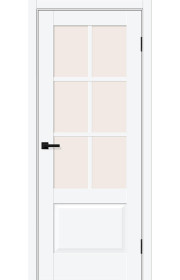 Межкомнатная дверь Прима-13.0.1, со стеклом, цвет White Silk
