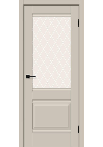 Межкомнатная дверь Прима-3, со стеклом, цвет Cream Silk