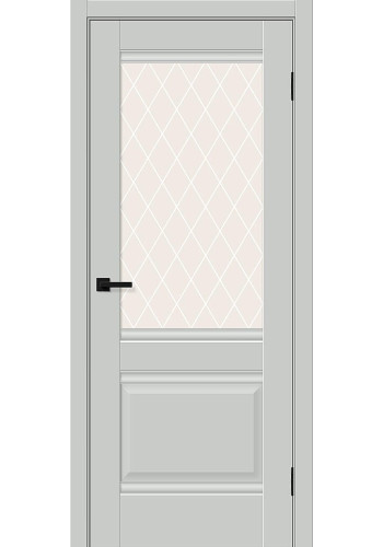 Межкомнатная дверь Прима-3, со стеклом, цвет Grey Silk