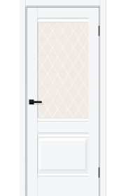 Межкомнатная дверь Прима-3, со стеклом, цвет White Silk