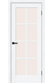 Межкомнатная дверь Прима-11.1, со стеклом, цвет White Silkwood