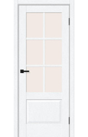 Межкомнатная дверь Прима-13.0.1, со стеклом, цвет White Silkwood