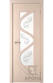 Дверь Крона Вега Беленый дуб стекло матовое с рисунком