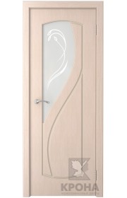 Дверь Крона Венера Беленый дуб стекло матовое с рисунком