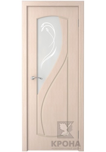 Дверь Крона Венера Беленый дуб стекло матовое с рисунком