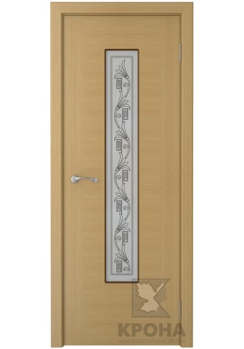 Дверь Крона Карат Дуб стекло белое с рисунком