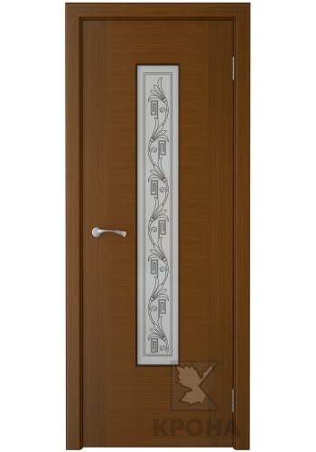 Дверь Крона Карат Орех стекло белое с рисунком