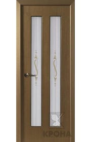 Дверь Крона Медея Орех стекло белое с рисунком