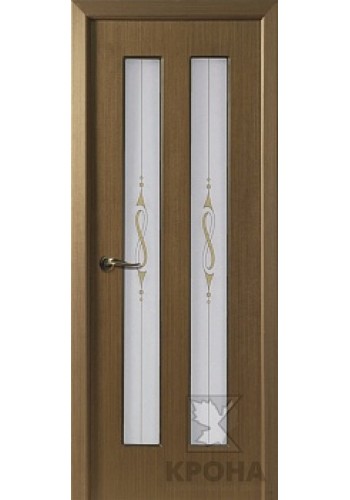 Дверь Крона Медея Орех стекло белое с рисунком