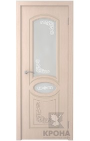Дверь Крона Муза Беленый дуб стекло матовое с рисунком