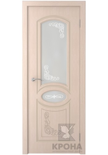 Дверь Крона Муза Беленый дуб стекло матовое с рисунком