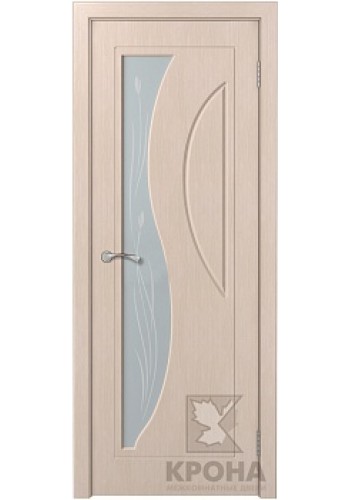 Дверь Крона Стелла Беленый дуб стекло матовое с рисунком