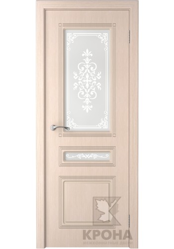 Дверь Крона Стиль Беленый дуб стекло матовое с рисунком