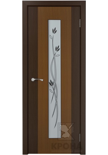 Дверь Крона Элит Орех стекло белое с рисунком