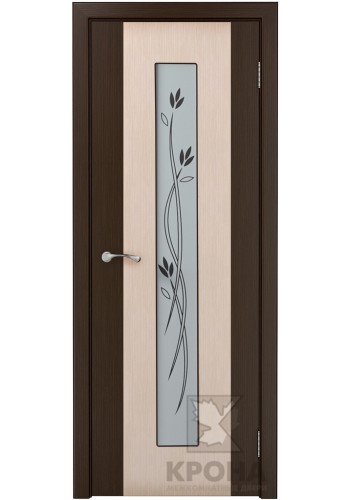 Дверь Крона Элит Беленый дуб стекло белое с рисунком