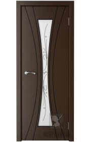 Дверь Крона Эстет Венге стекло белое с рисунком