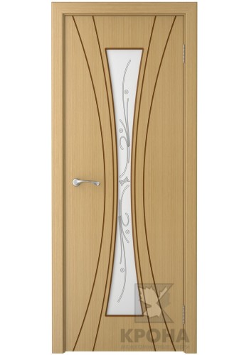 Дверь Крона Эстет Дуб стекло белое с рисунком