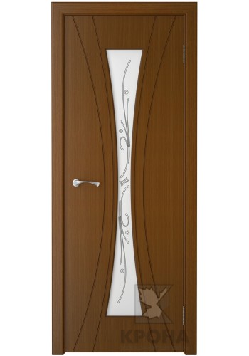 Дверь Крона Эстет Орех стекло белое с рисунком