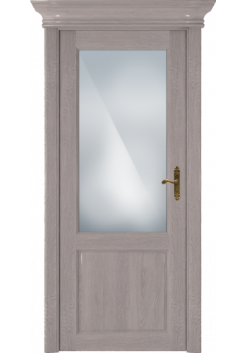 Двери Статус 521 Дуб серый стекло Сатинато белое матовое