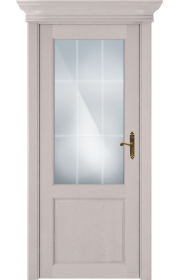 Двери Статус 521АР Дуб белый стекло Английская решетка