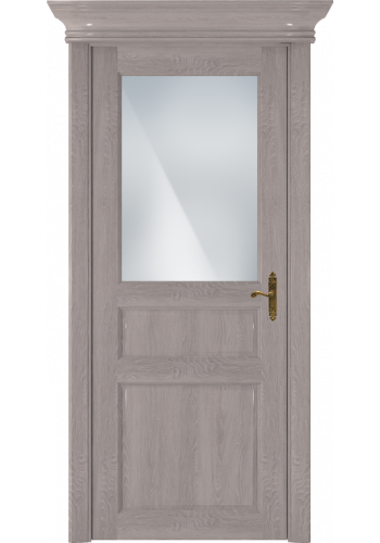 Двери Статус 532 Дуб серый стекло Сатинато белое матовое