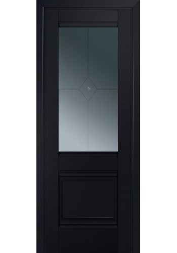 Двери Профиль Дорс 2U Черный матовый Стекло Узор графит 1