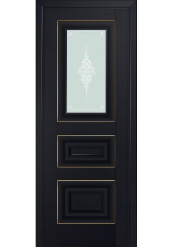 Двери Профиль Дорс 26U Черный матовый Стекло Кристалл Матовый Золото
