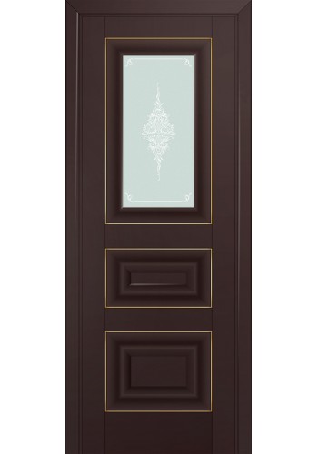 Двери Профиль Дорс 26U Темно-коричневый Стекло Кристалл Матовый Золото