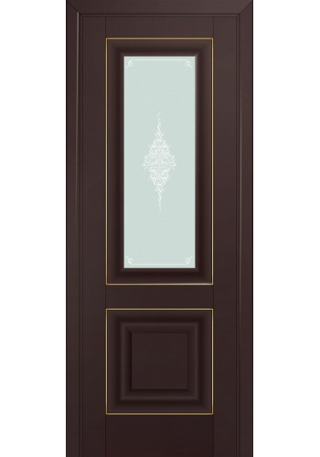 Двери Профиль Дорс 28U Темно-коричневый Стекло Кристалл Матовый Золото