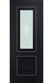 Двери Профиль Дорс 28U Черный матовый Стекло Кристалл Матовый Серебро