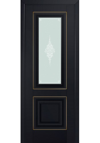 Двери Профиль Дорс 28U Черный матовый Стекло Кристалл Матовый Золото