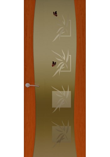 Двери Океан Буревестник-2 Бабочки Красное дерево Стекло тонированное
