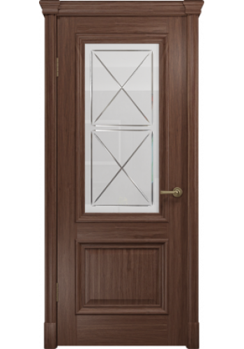 Двери Арт Деко Аттика-1 Американский орех Стекло Сатинат с гравировкой